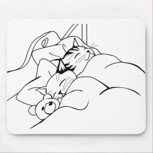 Bed Sleep Cat Dream Kitten Gute Freunde Mousepad