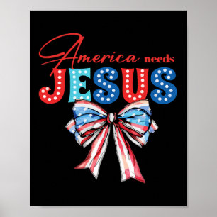 Bedarf Jesus Bow Christlich Patriotic 4. Juli Poster