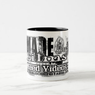 Bedarfs-Videos machten Logo Zweifarbige Tasse
