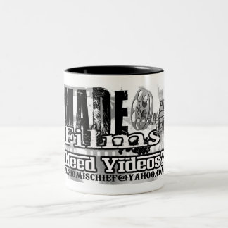 Bedarfs-Videos machten Logo Zweifarbige Tasse