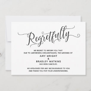 Bedauerlich Stornierte Hochzeitskarte Einladung