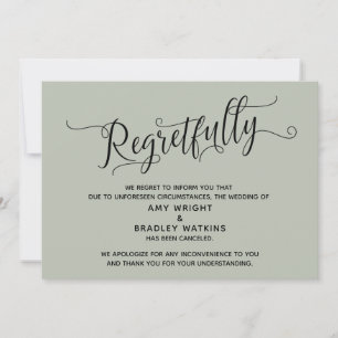 Bedauerlicherweise Elegante Hochzeit abgesagt Kart Einladung
