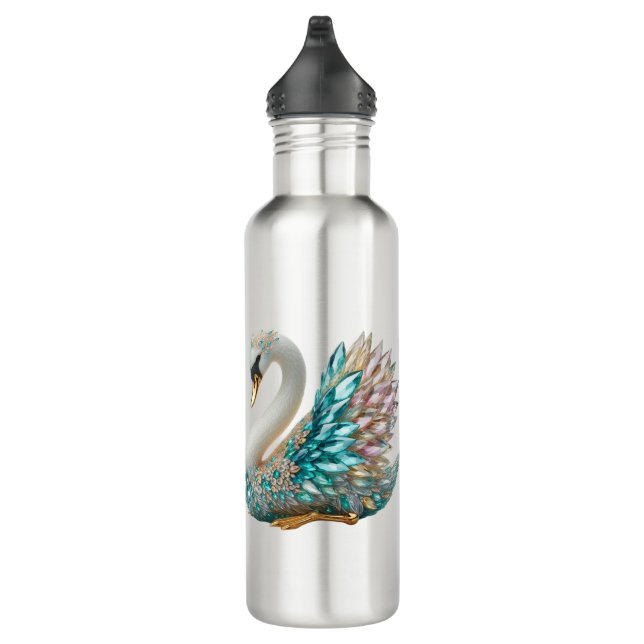 Bedazzled Diamond Swan Gold Crystal Bling Edelstahlflasche (Rechts)