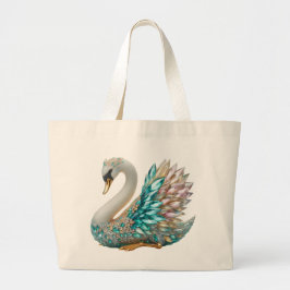 Bedazzled Diamond Swan Gold Crystal Bling Jumbo Stoffbeutel