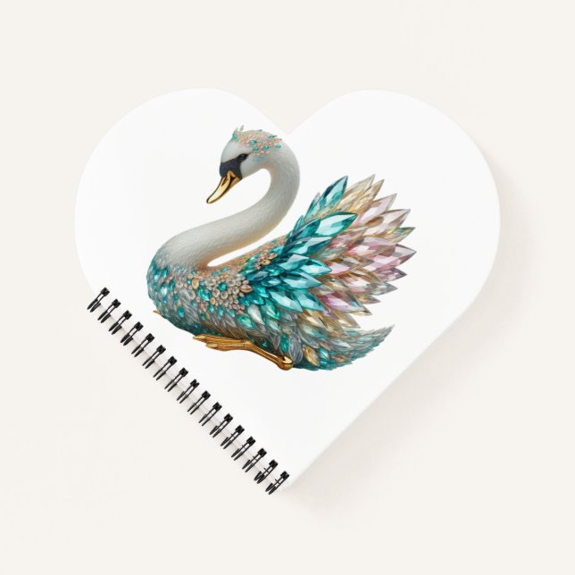 Bedazzled Diamond Swan Gold Crystal Bling Notizbuch (Vorderseite)