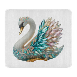 Bedazzled Diamond Swan Gold Crystal Bling Schneidebrett