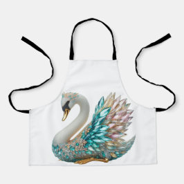 Bedazzled Diamond Swan Gold Crystal Bling Schürze