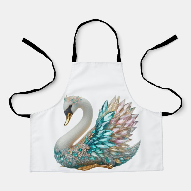 Bedazzled Diamond Swan Gold Crystal Bling Schürze (Vorderseite)