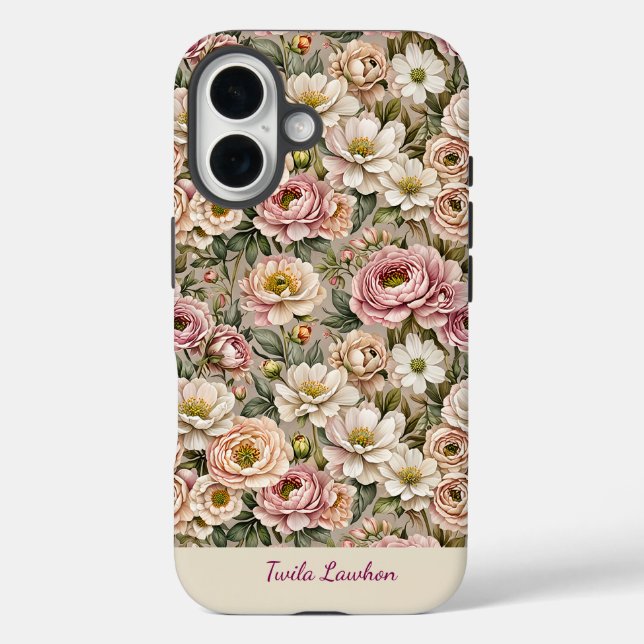 Bedeckt mit alten Rose iPhone 16 Hülle (Rückseite)