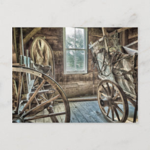 Bedeckter Wagen, hölzernes Wagenrad Postkarte