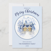 Bedeckter Wasserfarbenschnee Vintage Hütte