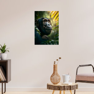 Bedenklicher Schimpanse im Dschungel Poster