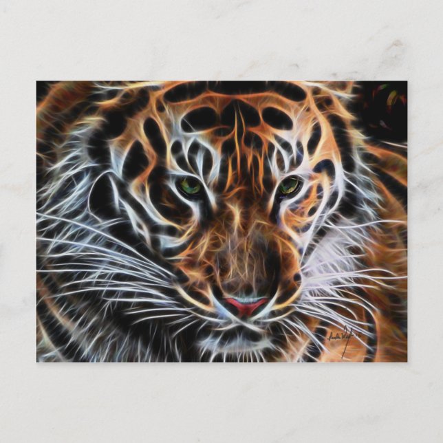 Bedenklicher Tiger Postkarte (Vorderseite)