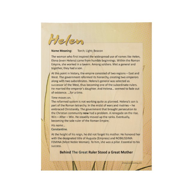 Bedeutung der Namenshelens Holzposter (Vorderseite)