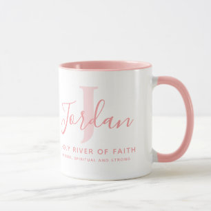 Bedeutung des Namens Jordan und Monogramm in sanft Tasse