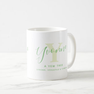 Bedeutung des Namens Yvonne und Monogramm Y in grü Kaffeetasse