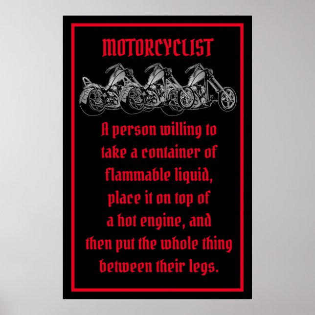 Bedeutung eines Motorradfahrers Poster (Vorne)