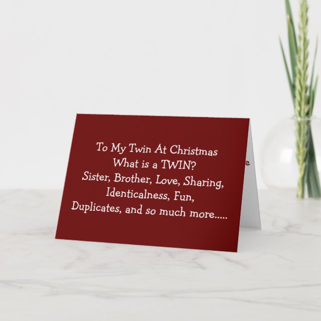 BEDEUTUNG EINES "TWIN" FÜR CHRISTMASTIME FEIERTAGSKARTE (Vorderseite)