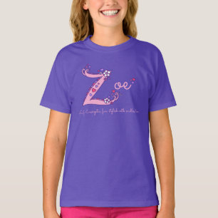 BEDEUTUNGS-Gewohnheitst-stück Zoe-Mädchen Z Name T-Shirt