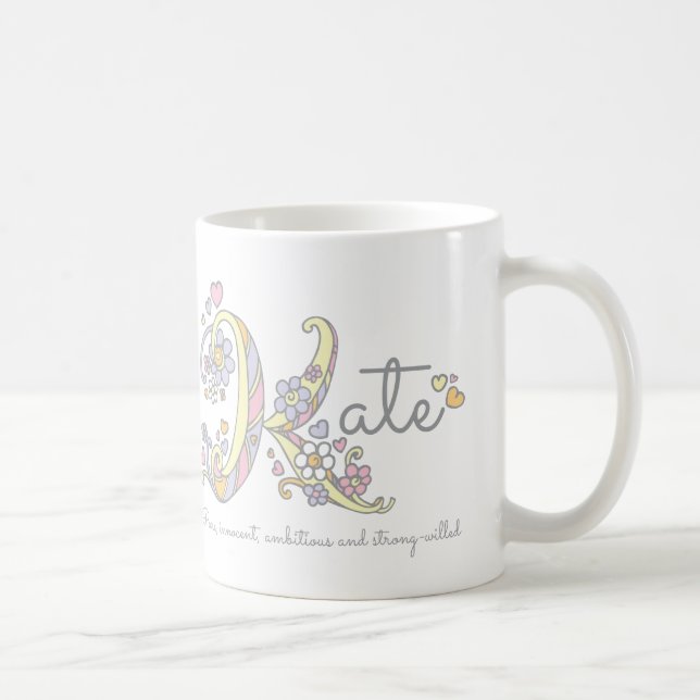 BEDEUTUNGS-Monogramm-Tasse Kate Buchstaben K Kaffeetasse (Rechts)