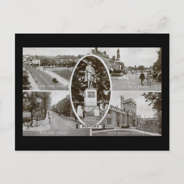 Bedford, England Vintage Postkarte (Vorderseite)