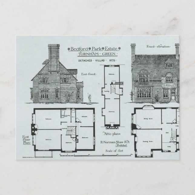 Bedford Park Anwesen Postkarte (Vorderseite)