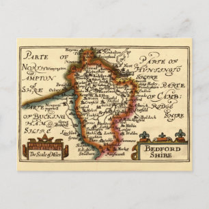 Bedfordshire Landkreis England Alte antike Karte