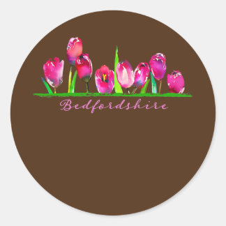 Bedfordshire UK Wasserfarbenen Tulips - The Restau Runder Aufkleber