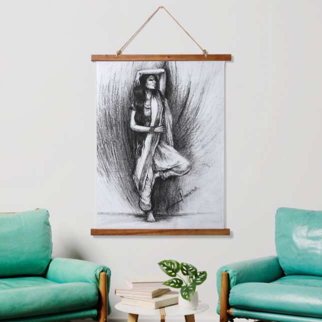 Bedhund - figurative Malerei Wandteppich Mit Holzrahmen (Wohnzimmer)