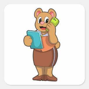 Bedienen Sie sich als Sekretär am Telefon Quadratischer Aufkleber