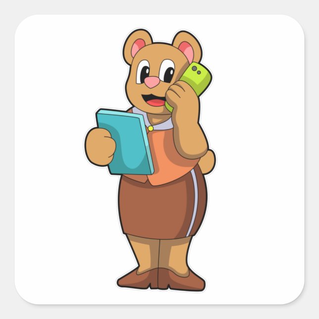 Bedienen Sie sich als Sekretär am Telefon Quadratischer Aufkleber (Vorderseite)