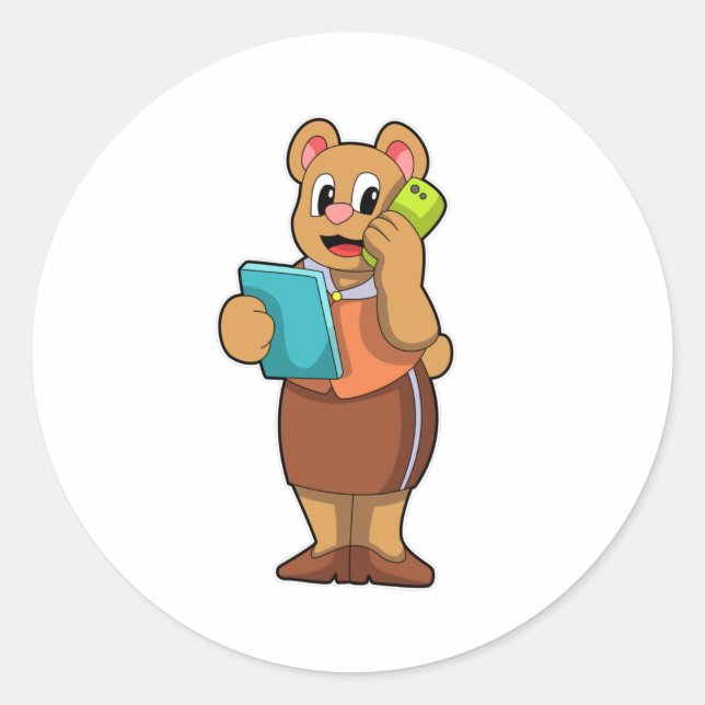 Bedienen Sie sich als Sekretär am Telefon Runder Aufkleber (Vorderseite)