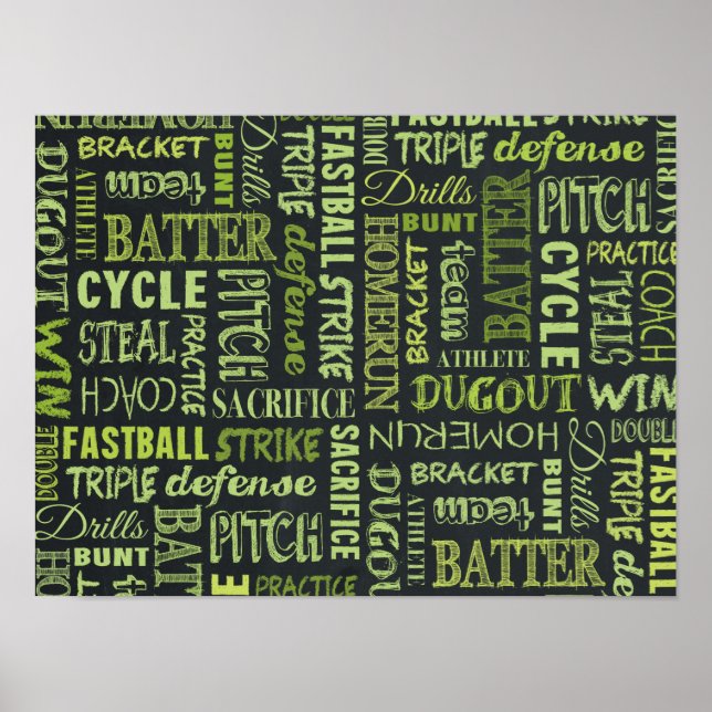 Bedingungen für das Fastfeld-Softball-Chalkboard Poster (Vorne)