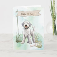 Bedlington Terrier Breed Dog Under Birthday Sign