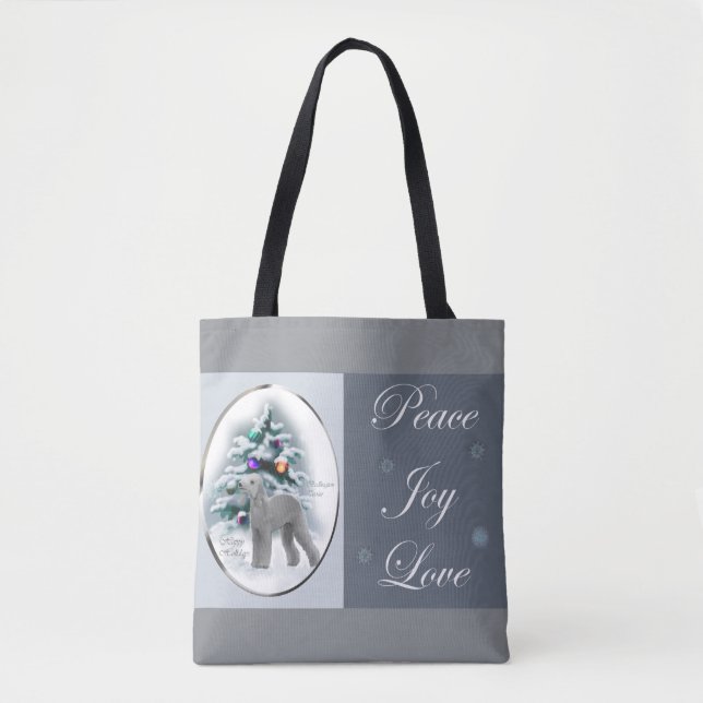 Bedlington Terrier Christmas Tasche (Vorderseite)