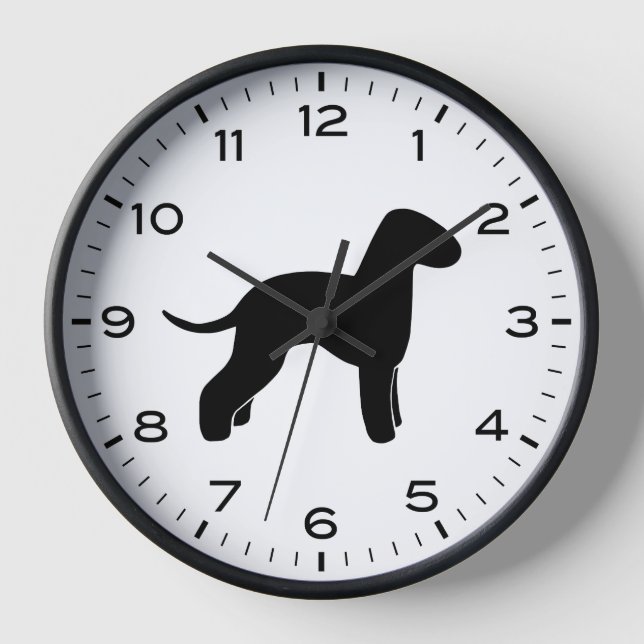 Bedlington Terrier Dog Breed Silhouette Uhr (Vorderseite)