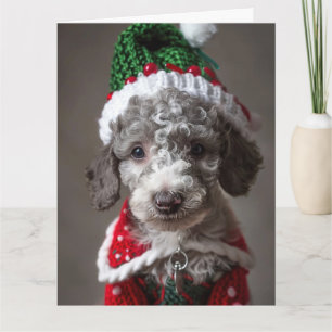 Bedlington Terrier Elf Puppy Christmas Card Karte