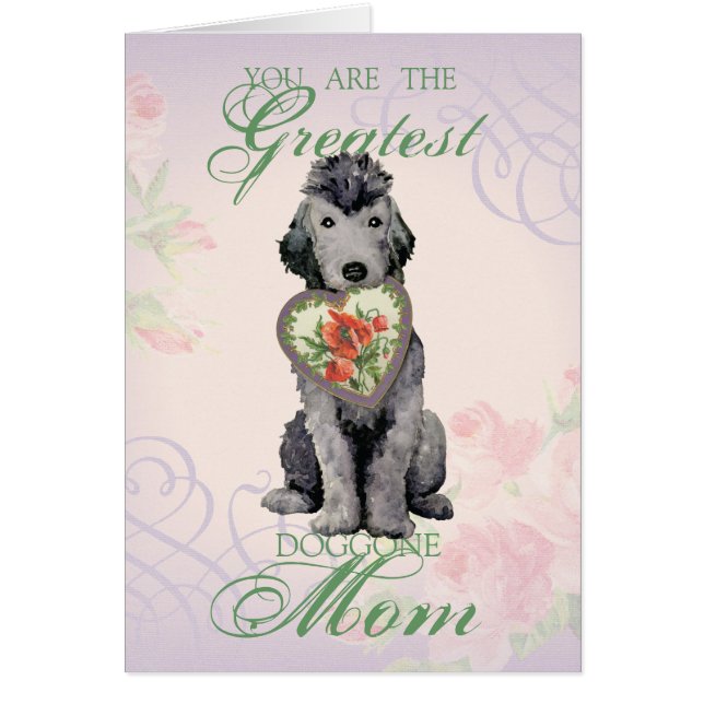Bedlington Terrier Heart Mama Grußkarte (Vorne)