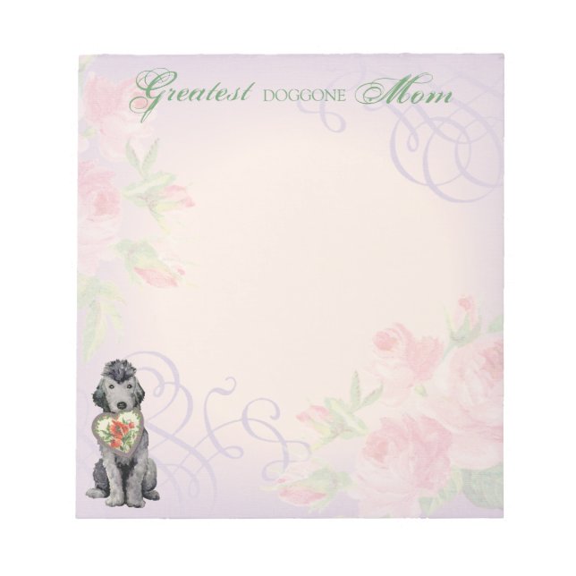 Bedlington Terrier Heart Mama Notepad Notizblock (Vorderseite)