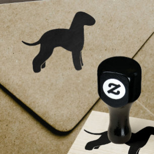 Bedlington Terrier Hund Silhouette Gummi Briefmark Gummistempel