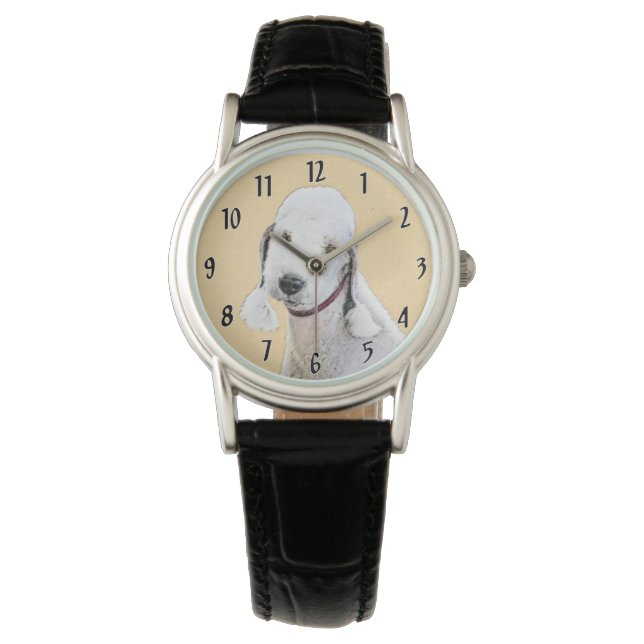 Bedlington Terrier Painting - Original Dog Art Armbanduhr (Vorderseite)