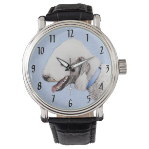 Bedlington Terrier Painting - Original Dog Art Armbanduhr
