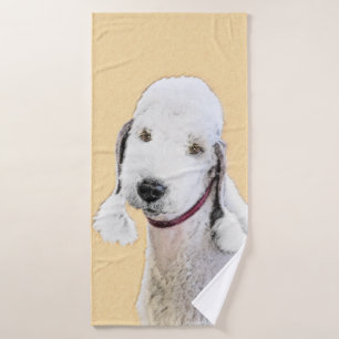 Bedlington Terrier Painting - Original Dog Art Badhandtuch Set