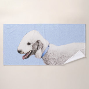 Bedlington Terrier Painting - Original Dog Art Badhandtuch Set