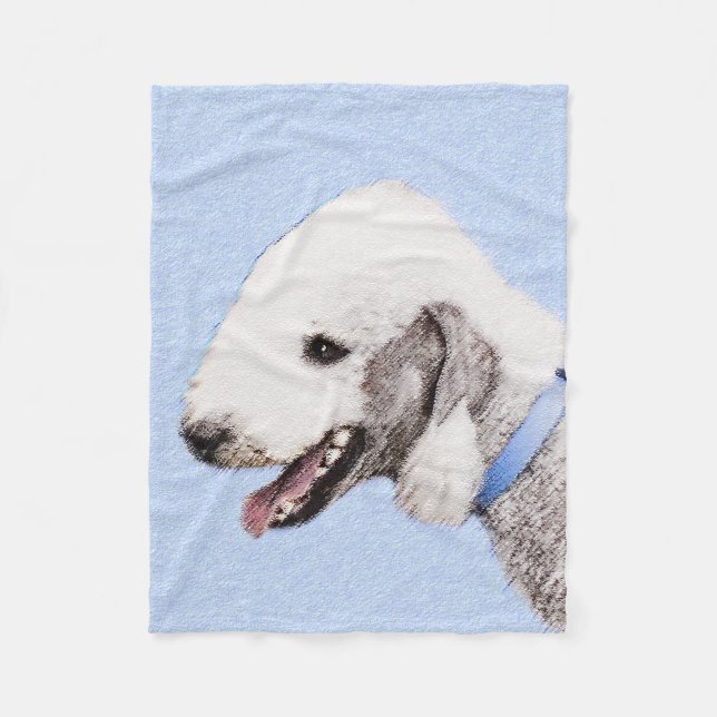 Bedlington Terrier Painting - Original Dog Art Fleecedecke (Vorderseite)