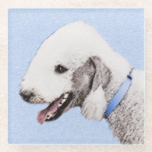 Bedlington Terrier Painting - Original Dog Art Glasuntersetzer
