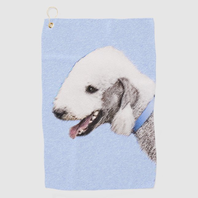 Bedlington Terrier Painting - Original Dog Art Golfhandtuch (Vorderseite)