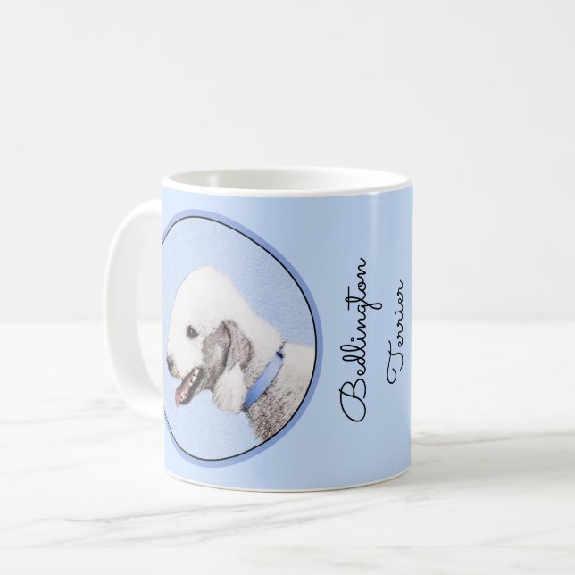 Bedlington Terrier Painting - Original Dog Art Kaffeetasse (Vorderseite Links)