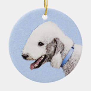 Bedlington Terrier Painting - Original Dog Art Keramik Ornament
