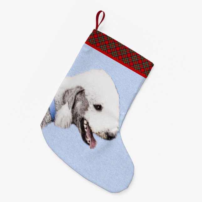 Bedlington Terrier Painting - Original Dog Art Kleiner Weihnachtsstrumpf (Vorderansicht (hängend))